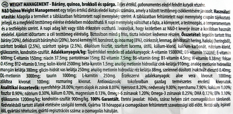 N&D Dog Grain Free Quinoa Weight Management Lamb