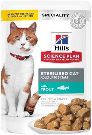 Hill's Science Plan Adult Sterlised Cat Trout szószos macskaeledel