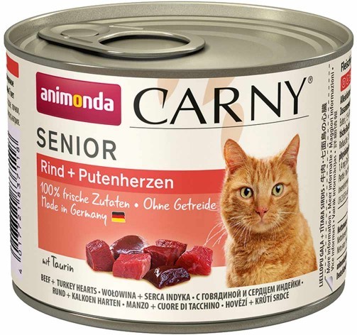 Animonda Cat Carny Senior conservă cu vită și inimă de curcan