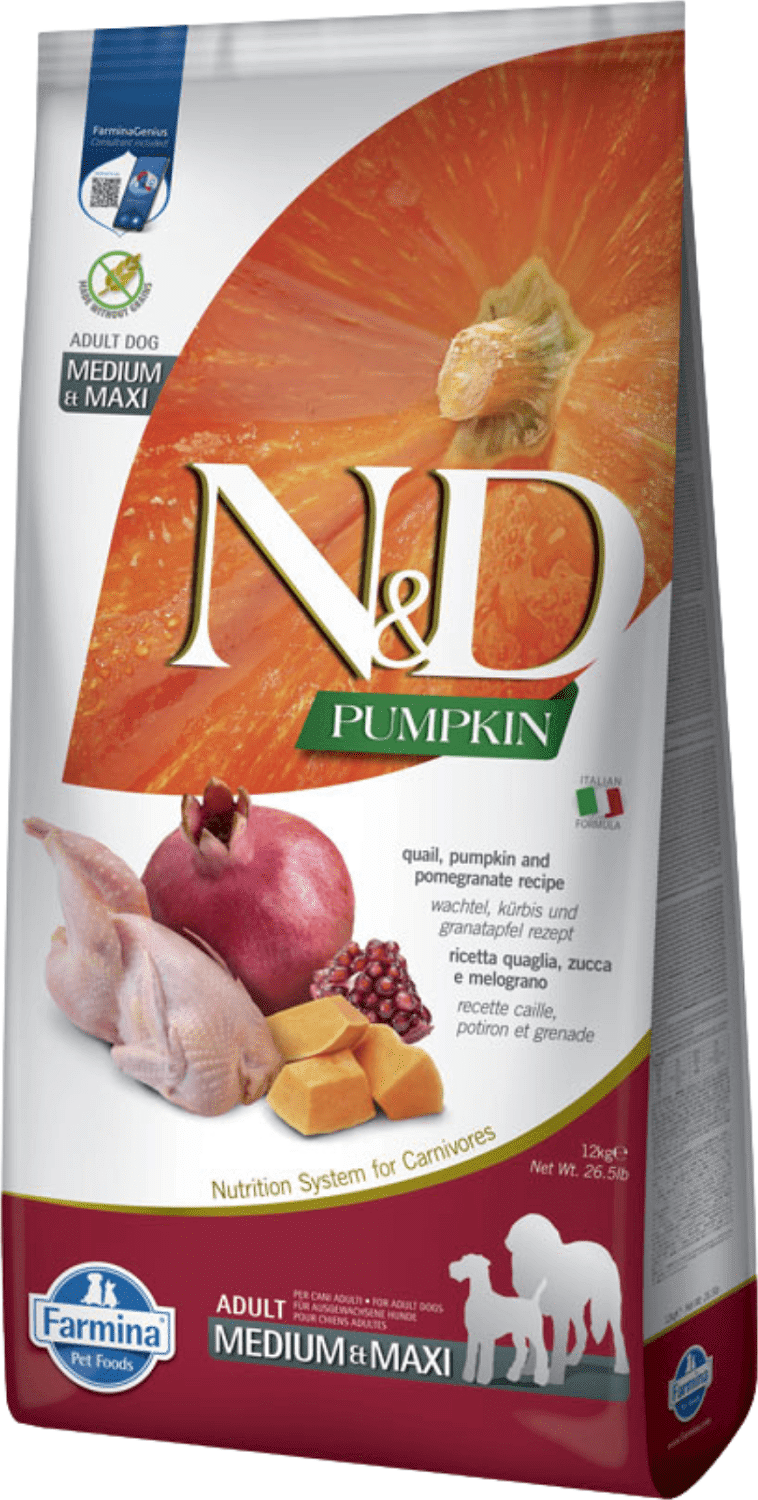 N&D Dog Grain Free Adult Medium/Maxi sütőtök, fürj & gránátalma szuperprémium kutyatáp