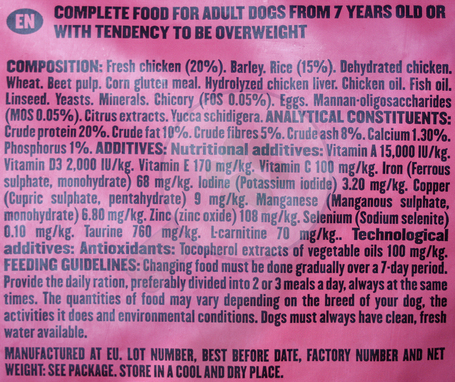 Visán Banters Dog Senior & Light energiacsökkentett táp idős kutyáknak