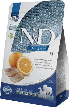 N&D Dog Ocean Adult Medium/Maxi Herring & Orange | Gabonamentes eledel közepes testméretű kutyáknak