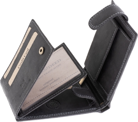 GreenDeed kutyás bőr pénztárca, átfogópánttal, fekete