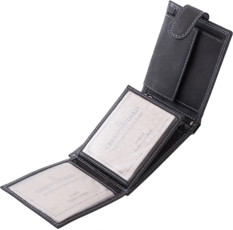 GreenDeed kutyás bőr pénztárca, átfogópánttal, fekete