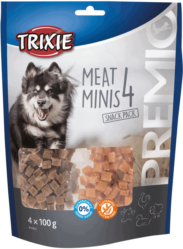 Trixie Meat Minis 4 - Cuburi cu pui, raţă, vită şi miel pentru câini