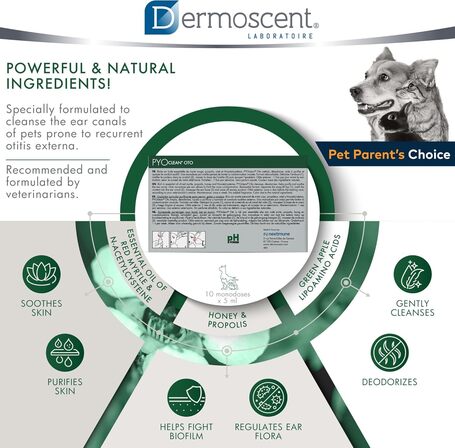 Dermoscent PYOclean Oto kutyáknak, macskáknak és nyulaknak