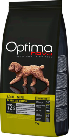 Visán Optimanova Dog Adult Mini Rabbit & Potato gabonamentes táp kistestű kutyáknak