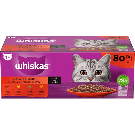 Whiskas klasszikus tasakos válogatás, szószos, 80 x 85 g