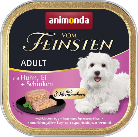 Animonda Vom Feinsten csirkés, tojásos és sonkás kutyaeledel alutálkában