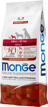 Monge Dog Mini Adult Monoprotein Lamb with Rice & Potatoes 7.5 kg