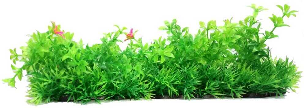 Plantă artificială lată cu flori mici pentru acvariu