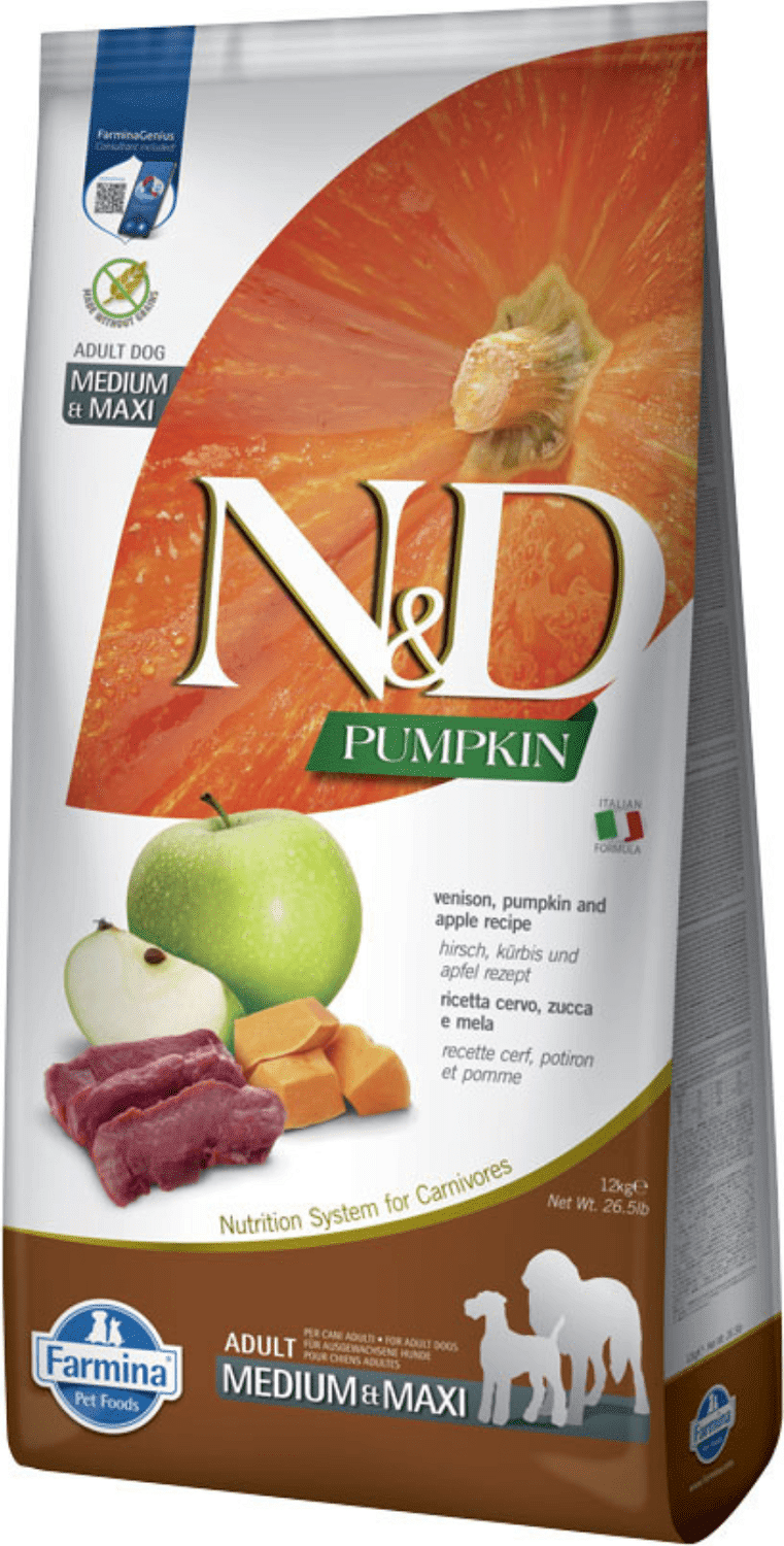 N&D Dog Grain Free Adult Medium/Maxi sütőtök, szarvas & alma szuperprémium kutyatáp
