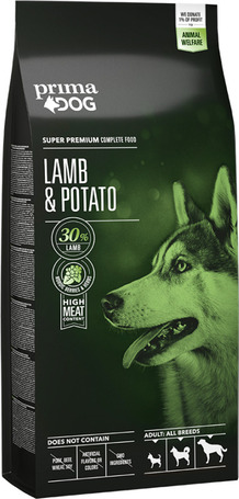 PrimaDog Adult All Breed Lamb & Potato gabonamentes száraz kutyatáp