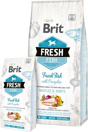 Brit Fresh Fish with Pumpkin Adult Large Muscles & Joints | Friss hallal és sütőtökkel | Nagytestű felnőtkutyáknak