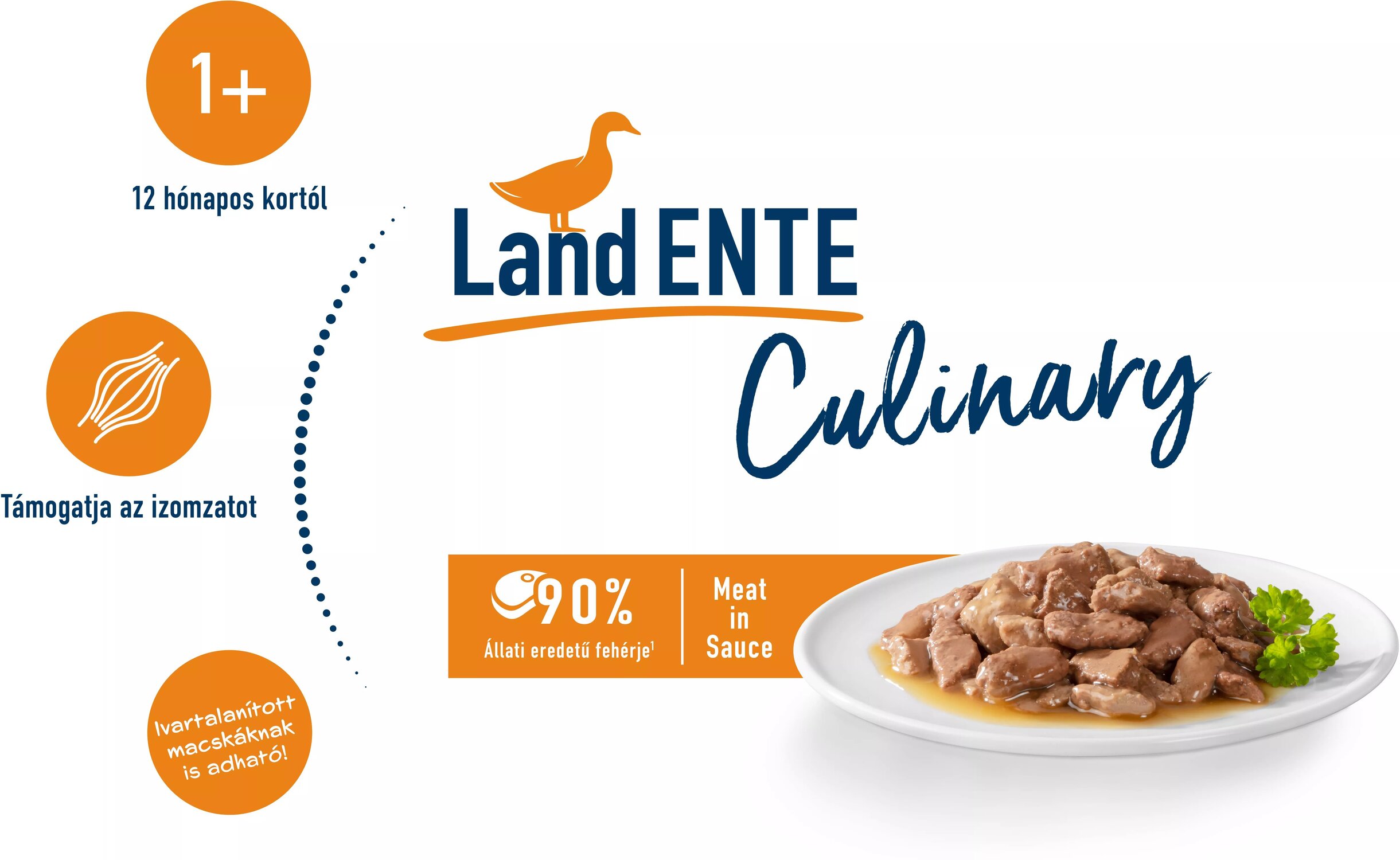 Happy Cat Meat in Sauce Land-Ente | Hrană la pliculeț cu carne de rață pentru pisici - zoom