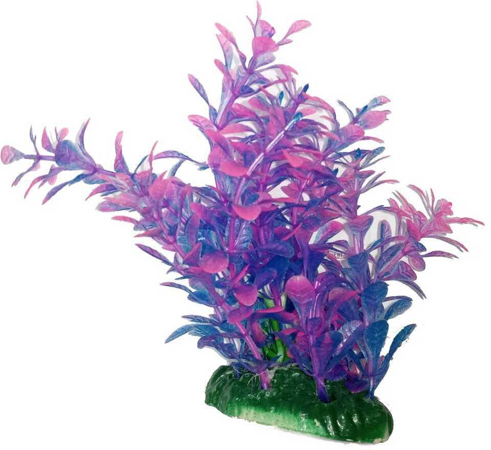 Plantă artificială de acvariu cu frunze mov și roz