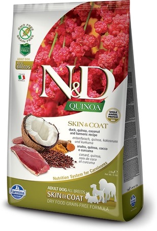N&D Dog Grain Free Quinoa Skin & Coat Duck – Bőr- és szőrproblémákra | Szuperprémium kutyatáp