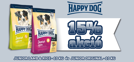 Happy Dog Junior Original és Happy Dog Junior Lamb & Rice tápok most 15% kedvezménnyel