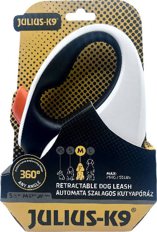 Julius-K9 automata szalagpóráz (Fehér/Fekete)