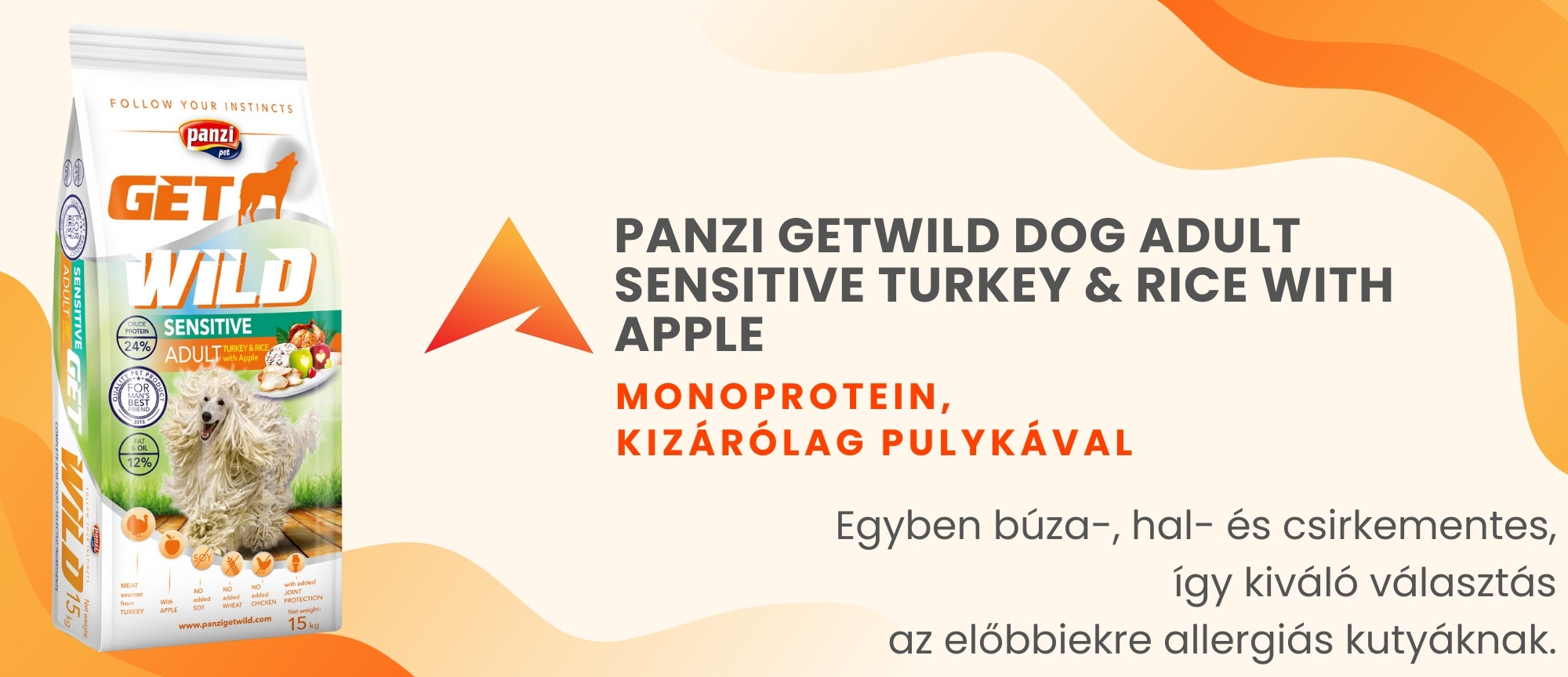 Panzi GetWild Dog Adult Sensitive Turkey & Rice with Apple - zoom