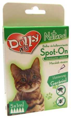 Dolly Natural bolha- és kullancsriasztó spot on macskák részére – 5 x 1 ml