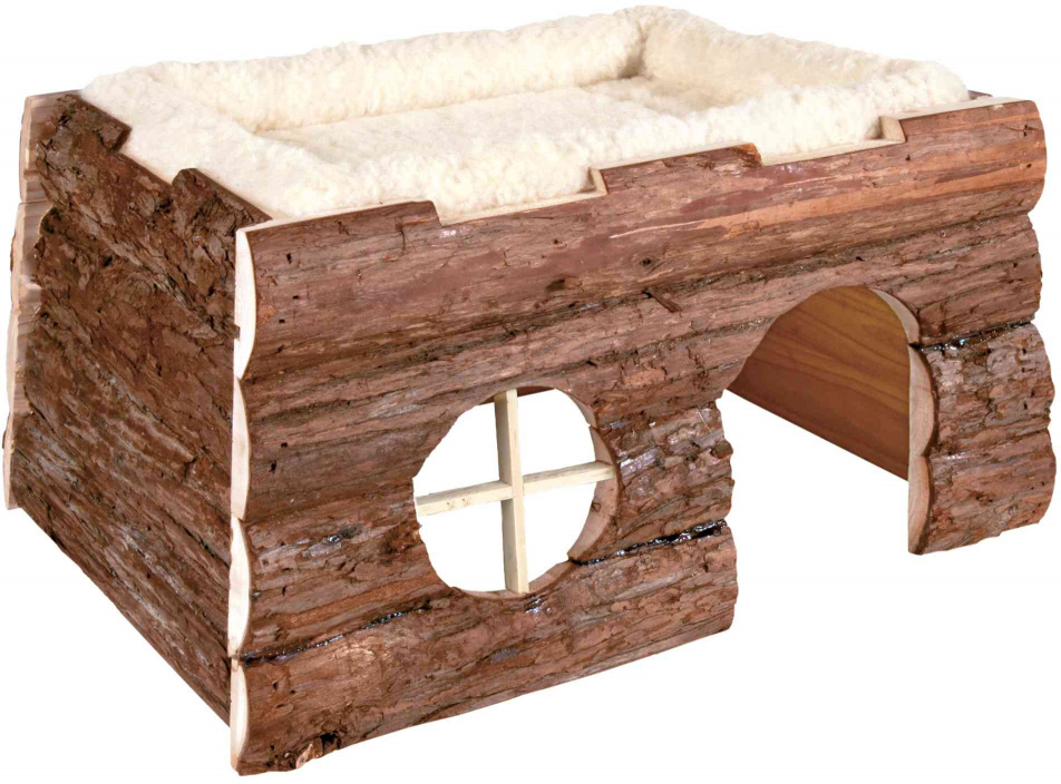 Trixie Tilde cușcă din lemn cu acoperiș căptușit pentru iepuri, porcușori de Guineea