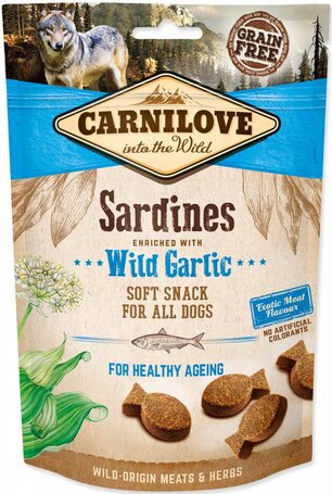 CarniLove Dog Semi Moist Snack szardíniával és fokhagymával | Ízletes jutalomfalat kutyáknak