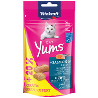 Vitakraft Cat Yums extra puha jutalomfalat lazaccal és Omega 3-mal macskáknak