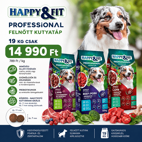 Happy&Fit Professional: gazdaságos, megbízható felnőtt kutyatáp – 19 kg csak 14 990 Ft