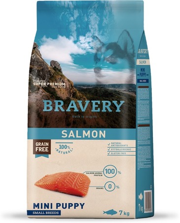 Bravery Dog Puppy Mini Grain Free Salmon | Kutyatáp Spanyolországból kis termetű kölyök kutyáknak | Gabonamentes