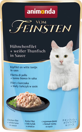Animonda Vom Feinsten Pouch csirkefilés és fehér tonhalas alutasakos macskaeledel szószban