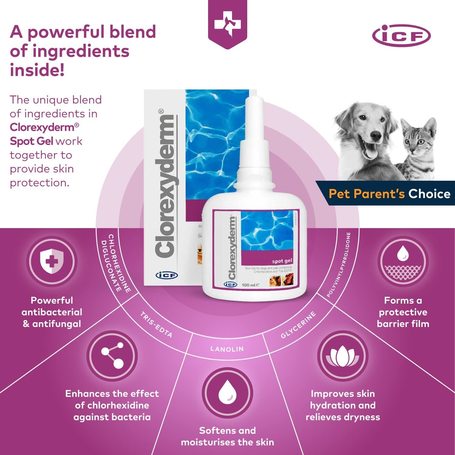 Clorexyderm Spot Gel - Antiszeptikus bőrvédő gél kutyáknak és macskáknak