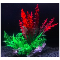 Zöldes pirosas hínár növény telep, akváriumi műnövény