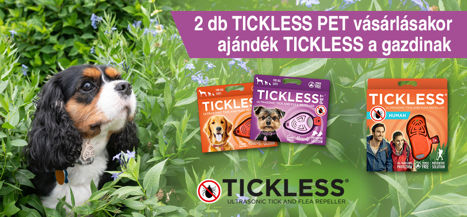 2 db Tickless Pet vásárlásakor ajándék Tickless Human a gazdinak 2 db Tickless Pet vásárlásakor ajándék Tickless Human a gazdinak