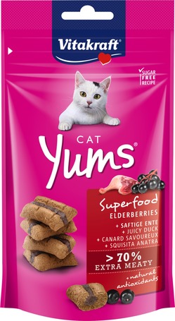 Vitakraft Cat Yums Superfood extra puha jutalomfalat kacsával és bodzával macskáknak