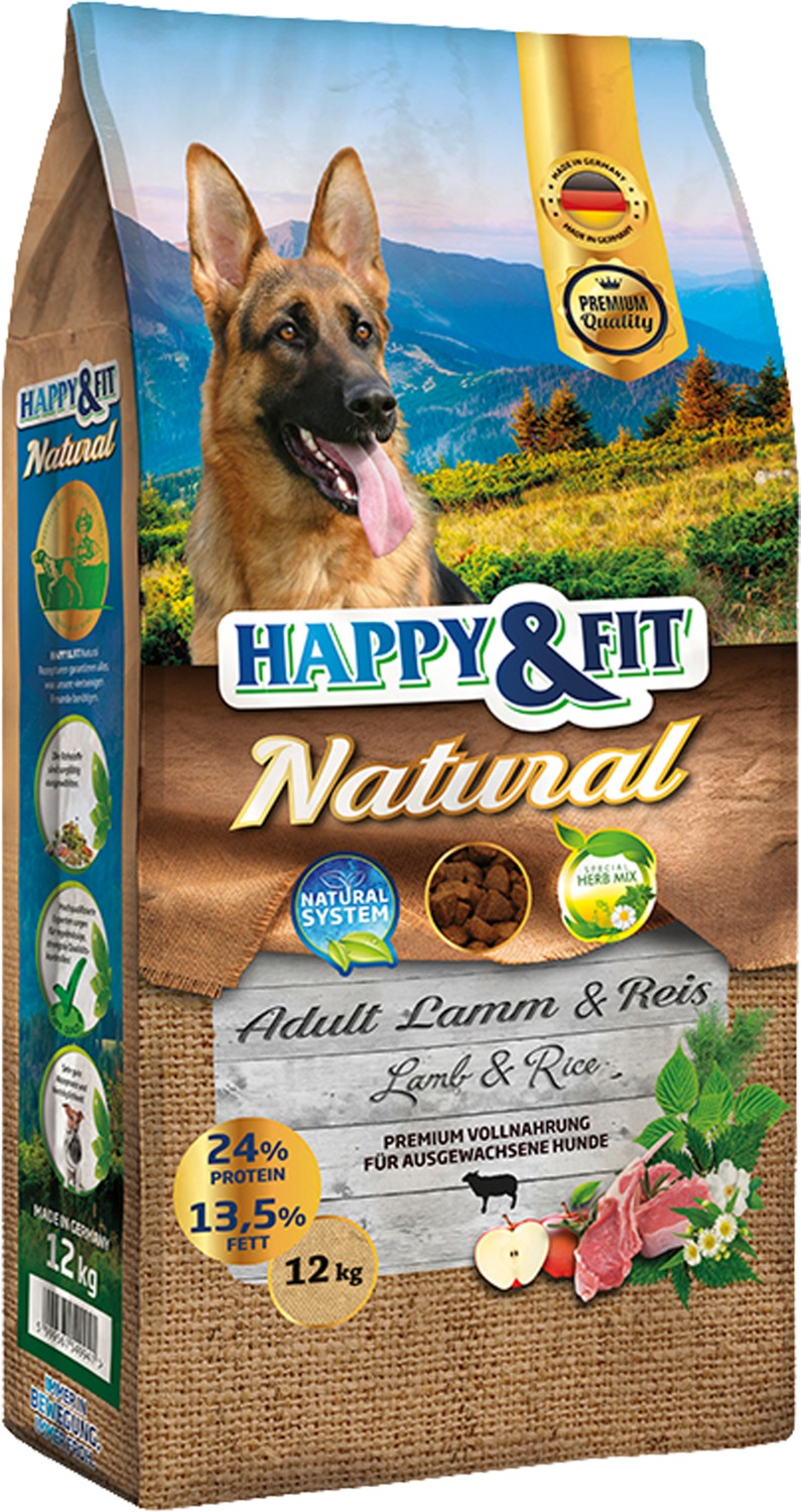 Happy&Fit Natural Adult Lamm & Reis hrană completă pentru câini adulți