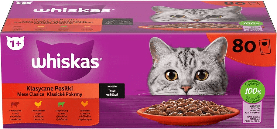 Whiskas Classic Meals in Sauce, 80 x 85 g