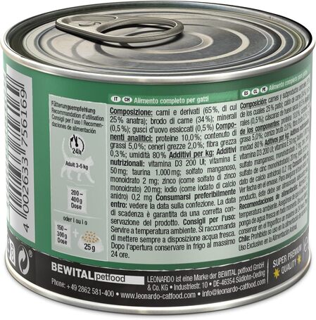 Leonardo kacsahúsban gazdag konzerves macskaeledel