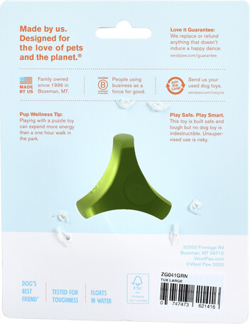 West Paw Tux - Jutalomfalattal tölthető játék