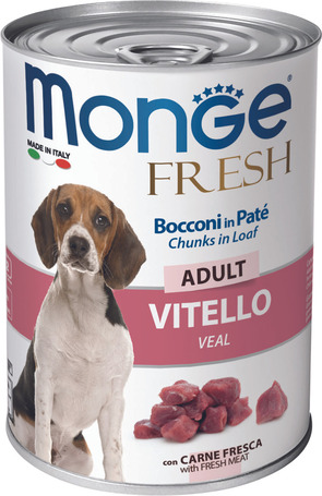 Monge Dog Adult Fresh Veal Chunks in Loaf