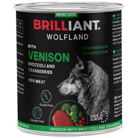 Brilliant Wolfland hrană umedă premium pentru câini  cu carne de cerb și broccoli