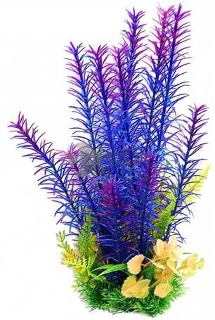 Lila hosszú szárú akváriumi műnövény színes növény teleppel