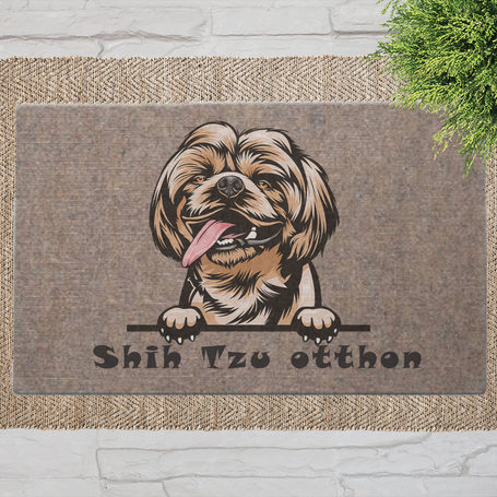 Kutyás lábtörlők barna háttérrel