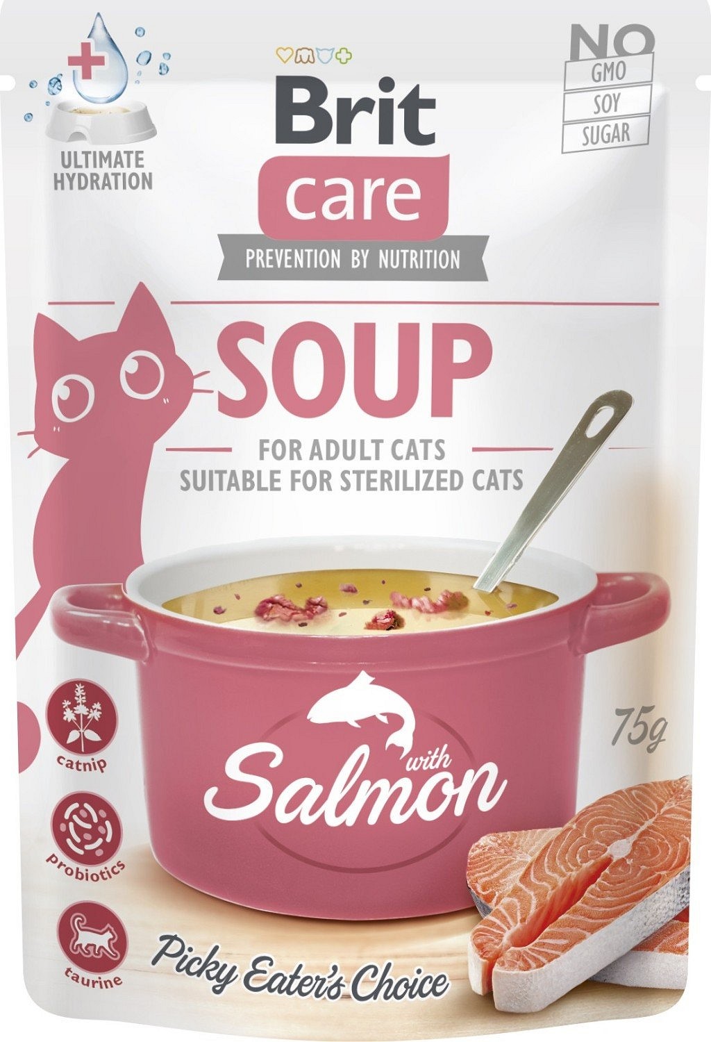 Brit Care Cat Soup cu somon pentru pisici adulte 75 g