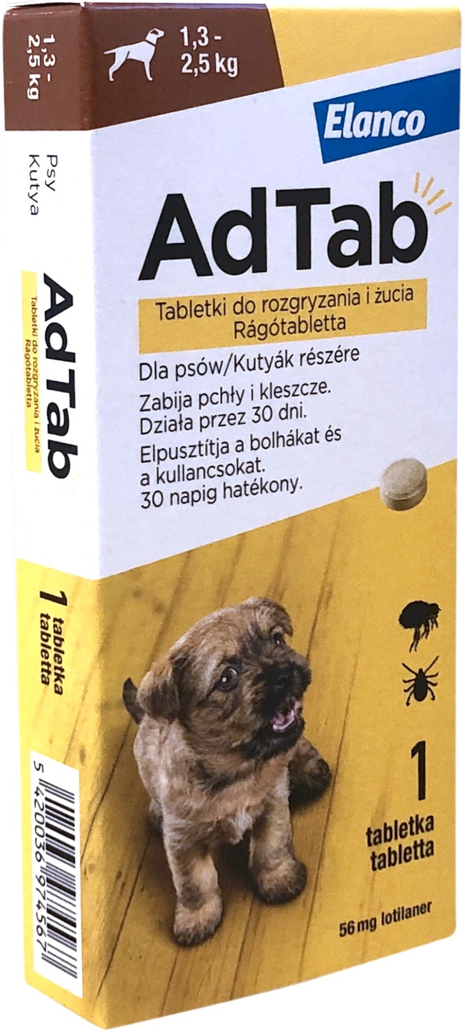 AdTab tabletă masticabilă pentru câini împotriva căpușelor și puricilor - zoom