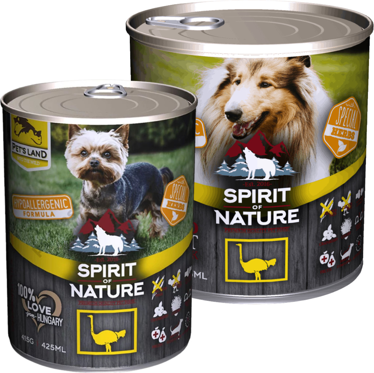 Conservă Spirit of Nature Dog cu carne de struț | Hrană umedă hipoalergenică