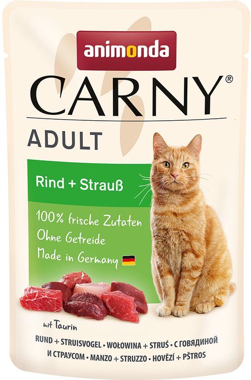 Animonda Carny pliculeț cu carne de vită și struț pentru pisici