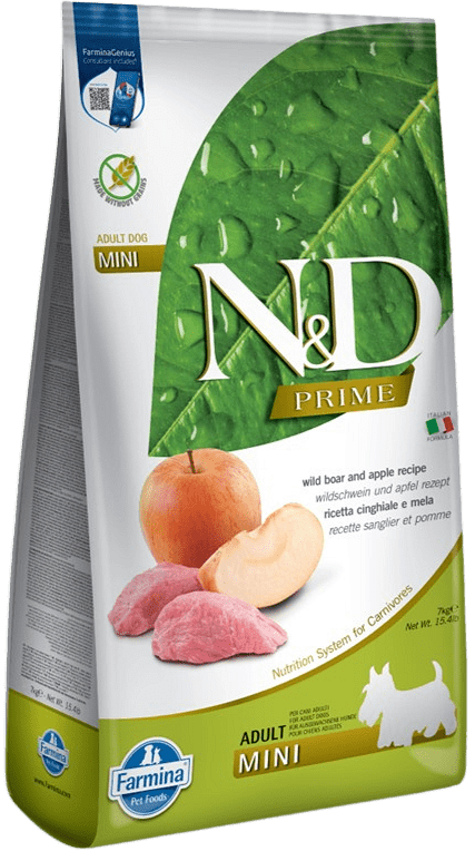 N&D Dog Adult Mini Boar & Apple Grain Free | Vaddisznóhúsos és almás kutyaeledel | Kistestű kedvenceknek