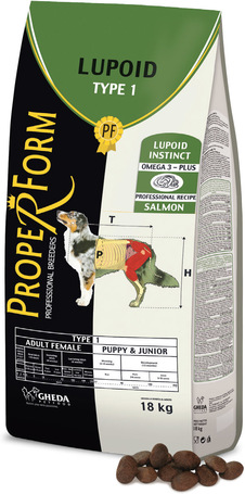 Proper Form Lupoid Type 1 Adult Female & Puppy/Junior Salmon fajtacsoport specifikus tenyésztői táp