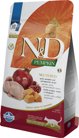 N&D Pumpkin Cat Grain Free Neutered fürjjel, sütőtökkel és gránátalmával | Ivartalanított macskáknak